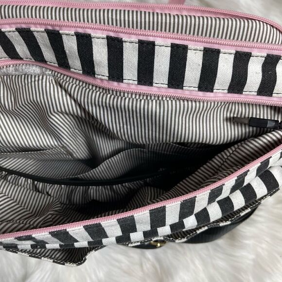 Lovevook laptop  shoulder bag Black & white stripes canvas,pink faux leather - Picture 11 of 13